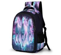 WECECE 16.5 Inch Horse Backpack for Boys Girls 9-15 Years Kids Animal Illustration Backpack Refrigerator Door Trendy Durable School Bag for Primary School Autumn Outing and Travel