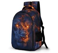 WECECE 16.5 Inch Lion Print Backpack for Boys Girls 9-15 Years Kids Animal Pattern Backpack Refrigerator Door Trendy Durable School Bag for Primary School Autumn Outing and Travel