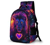 WECECE 16.5 Inch Lion Print Backpack for Boys Girls 9-15 Years Kids Animal Pattern Backpack Refrigerator Door Trendy Durable School Bag for Primary School Autumn Outing and Travel