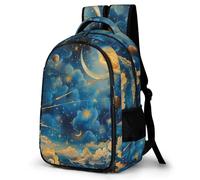 WECECE 16.5 Inch Starry Sky Backpack for Boys Girls Ages 10-15, Kids Stars And Clouds Backpack, Trendy Durable School Bag for Primary to Secondary Travel Outdoor and Day Trips