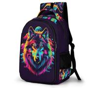 WECECE 16.5 Inch Wolf Illustration Backpack for Boys Girls 7-12 Years, Refrigerator Door Kids Wolves Daypack, Cool Durable Bookbag for Primary School Outdoor Travel and Spring Trip