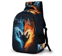 WECECE 16.5 Inch Wolf Pattern Backpack for Boys Girls 7-12 Years Kids Animal Wolves Daypack, Cool Durable Bookbag for Primary School Outdoor Travel and Spring Trip