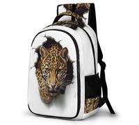 WECECE 3D Cheetah Motif Backpack for Students Ages 9-13 Trendy Leopard Animal School Backpack Boys Year 3 Rucksack Kids and Teens 13.3 Inch Laptop Rucksack Birthday Gift