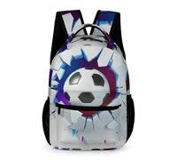 WECECE 3D Football Print Backpack Students for Boys 7-13 Years Soccer Rucksack for Girls Year 4 Primary Kids with Front Pocket Bookbag Daily Items Bottle School Trips Travel