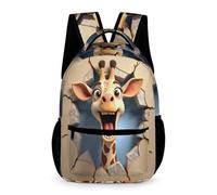 WECECE 3D Print Giraffe Backpack Preschool Primary Kids for Boys and Girls Age 6 Animal Bookbag Year 2 Lightweight Printed Rucksack Front Pocket Side Pockets Class Daily Use