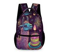 WECECE Alpaca Design Backpack Girls Ages 9-13 Years Primary Kids Animal Print School Bag Year 4-8 Boys Large Daypack Book Bag 43x32x15cm for Autumn Trip Outdoor Books Notebooks