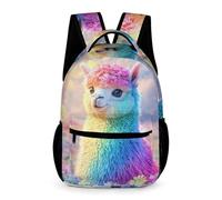 WECECE Alpaca Print Backpack Boys Girls Age 6 Primary Kids Animal Llama School Bag Year 1 Students Lightweight Rucksack Book Bag 43x32x15cm for Travel Daily Use Books Notebooks