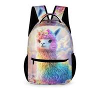 WECECE Alpaca Print Rucksack School Kids Ages 6-10 Years Primary Kids Animal Motif School Backpack Year 1-5 Students Trendy Bookbag 43x32x15cm for Birthday Gift Books Notebooks