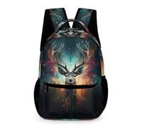WECECE Animal Deer Backpack Boys Girls Ages 10-13 Years Older Kids Elk School Bag Year 5-8 Children Fashion Daypack Book Bag 43x32x15cm for Spring Outing Daily Use Books Notebooks