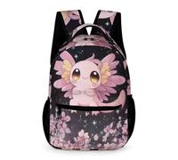 WECECE Axolotl Daypack Primary for Boys Age 13 Salamander School Backpack for Girls Year 5 Primary Kids Lightweight Durable Bookbag Front Pocket Side Pockets Autumn Trip Daily Use