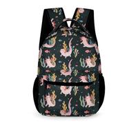 WECECE Axolotl Motif Backpack Boys Girls Age 9 Primary Kids Salamander School Bag Year 4 Children Stylish Daypack Book Bag 43x32x15cm for Spring Outing Daily Use Books Notebooks