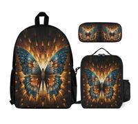 WECECE Backpack Butterfly School Supplies Bundle with Lunch Tote 3D Theme Pencil Case for Teenagers Age 13 Year 8, Organised Student Collection for Activities
