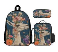 WECECE Backpack Cute Alpaca Set with Pencil Case and Lunch Bag for Boys Age 10, Book Pack Animal Print with Lunch Tote and Pencil Case Year 1 for Young Learners Study Sessions Travel