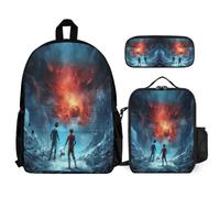 WECECE Backpack Football Set with Lunch Tote and Pencil Case for Kids Age 6, School Backpack Soccer 3 Piece Set Year 6 for Boys Daily Carry and Trips