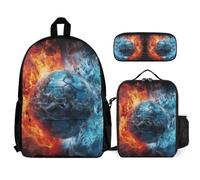 WECECE Backpack Football with Lunch Bag and Pencil Case for Children 8-10 Years, Bookbag Soccer with Lunch Box Pencil Case Year 3-5 for Boys Sports Clubs and Holidays