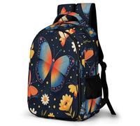 WECECE Backpack for Boys 8-13 Years Florals Butterfly School Bags for Primary School Years 2, Childrens Rucksack with Butterflies