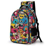 WECECE Backpack for Boys 8-13 Years Trend Graffiti School Bags for Primary School Years 2, Childrens Rucksack with Colourful