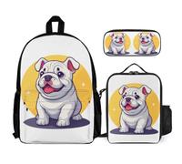 WECECE Backpack French Bulldog 3 Piece Set with Lunch Box Dog Print Pencil Case for Secondary Students Age 10 Year 12, Organised School Collection for Travel