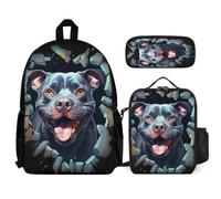 WECECE Backpack French Bulldog School Supplies Bundle with Lunch Tote Dog Animal and Pencil Case for Girls Boys Age 12 Year 7, Practical Student Organiser for Sports