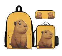 WECECE Backpack Guinea Pig with Lunch Bag and Pencil Case for Boys Age 8, Book Pack Cute Little Animal with Lunch Box Pencil Case Year 4 for Girls Outdoor Learning and Travel