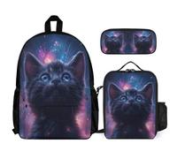 WECECE Backpack Kitten with Lunch Box Pencil Case for Girls Age 9, School Bag Animal Cat School Supplies Bundle Year 2-4 for Girls Study Sessions and Travel