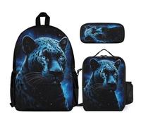 WECECE Backpack Leopard Set with Pencil Case and Lunch Bag for Boys Age 10, Book Pack Cheetah Animal with Lunch Tote and Pencil Case Year 1 for Young Learners Study Sessions Travel