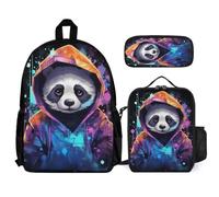 WECECE Backpack Set Cute Panda with Lunch Box Pencil Case Animal Theme for Teen Students Age 15 Year 10, Matching School Supplies Collection for Family Trips