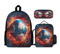 WECECE Backpack Set Football with Lunch Box Pencil Case Soccer for Teen Students Age 15 Year 10, Matching School Supplies Collection for Family Trips