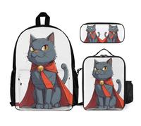 WECECE Backpack Set Kitten with Pencil Case and Lunch Box Animal Cat for Students 8-10 Years Year 3-4, Practical Carry Collection for Outdoor Adventures and Learning