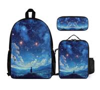 WECECE Backpack Set Sea Life with Pencil Case and Lunch Box Sea Life for Students 8-10 Years Year 3-4, Practical Carry Collection for Outdoor Adventures and Learning