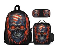 WECECE Backpack Skeleton 3 Piece Collection with Lunch Tote Skull and Pencil Case for Teenagers 13-15 Years Year 8-10, Student Organiser for Outdoor Study