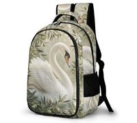 WECECE Backpack Swan Boys Primary to Secondary Swan Print School Backpack Kids Age 10 Fashion School Bag Bookbag Students 16.5 Inch Laptop Rucksack Autumn Trip