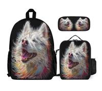 WECECE Backpack Wolve School Supplies Bundle with Lunch Tote Animal Wolf and Pencil Case for Girls Boys Age 12 Year 7, Practical Student Organiser for Sports