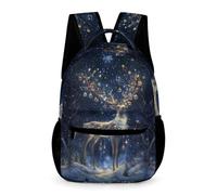 WECECE Beautiful Deer Motif Backpack Girls Age 8 Primary Kids Reindeer School Bag Year 3 Boys Lightweight Daypack Book Bag 43x32x15cm for Autumn Trip Outdoor Books Notebooks