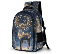 WECECE Beautiful Deer Motif School Backpack Children Ages 11-15 Animal Reindeer Daypack Teens Junior School Durable Bookbag for Teens 11.6 Inch Laptop Backpack Spring Outing