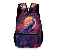 WECECE Beautiful Peacock Rucksack Boys Girls Age 8 Primary Kids Animal Motif School Backpack Year 3 Students Stylish Bookbag 43x32x15cm for Travel Daily Use Books Notebooks