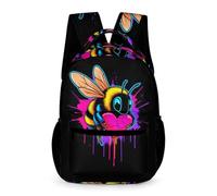 WECECE Bee Bookbag for Girls 9-13 Years Heart Shape Motif Daypack for Boys Years 1-2 Primary Kids Durable with Side Pockets Rucksack Books Water Bottle Travel Outdoor Daily Use