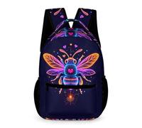 WECECE Bee Bookbag for Girls 9-13 Years Heart Shape Motif Daypack for Boys Years 1-2 Primary Kids Durable with Side Pockets Rucksack Books Water Bottle Travel Outdoor Daily Use