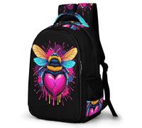 WECECE Bee Motif Boys Backpack School Bag for Elementary, Heart Shape Travel Backpack Secondary Rucksack for Boys