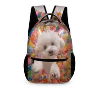 WECECE Bichon Frise Book Bag Children Ages 6-9 Years Primary Kids Cute Puppy School Bag Year 1-4 Students Large Backpack Daypack 43x32x15cm for Back to School Gift Books Notebooks