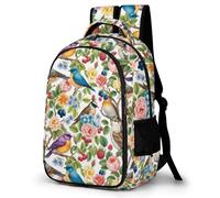 WECECE Birds Flowers School Backpack for Boys Kindergarten School Bag Pack Big Capacity Shoulder Bag Junior Rucksack Plant Leaves