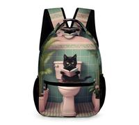 WECECE Black Cat Bookbag for Students for Boys and Girls 7-11 Years Kitten Rucksack Years 2-4 Primary Kids Durable with Side Pockets Backpack Books Water Bottle Spring Outing Travel