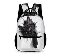 WECECE Black Cat Bookbag Kids for Boys 7-13 Years Animal Kitten Daypack for Girls Year 4 Primary Kids with Front Pocket School Bag Books Stationery Bottle School Trips Travel