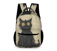 WECECE Black Cat Rucksack Boys and Girls Ages 6-10 Years Primary Kids Art Animal Kitten Backpack Year 1-5 Kids Large School Bag 43x32x15cm for Books and Notebooks Daily Study