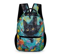 WECECE Black Cat School Backpack Girls Ages 8-12 Years Primary Kids Animal Kitten Book Bag Year 3-7 Boys Trendy Daypack Rucksack 43x32x15cm for Autumn Trip Outdoor Books Notebooks