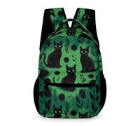 WECECE Black Cats Print School Backpack for Boys Girls Age 12 Animal Kitten Rucksack Years 2-5 Lightweight Durable Daypack Front Pocket Side Pockets Class Daily Use