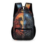 WECECE Black Viking Raven Backpack Boys Girls Age 11 Students Bird Print Rucksack Year 6 Students Everyday School Bag Bookbag 43x32x15cm for Travel Daily Use Books Notebooks