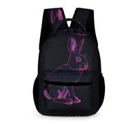 WECECE Book Bag Rabbit Backpack School Bags for Girls Boys Back Pack With Pocket Fashion Animal Bunny Bag Kids Bagpack