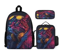 WECECE Book Pack Cheetah 3 Piece Set for Children 8-10 Years, School Bag Leopard Animal 3 Piece Set Year 1-2 for Young Learners Family Trips and Activities