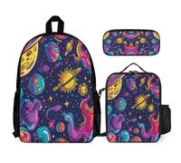 WECECE Book Pack Cosmos 3 Piece Set for Children 8-10 Years, School Bag Planet 3 Piece Set Year 1-2 for Young Learners Family Trips and Activities